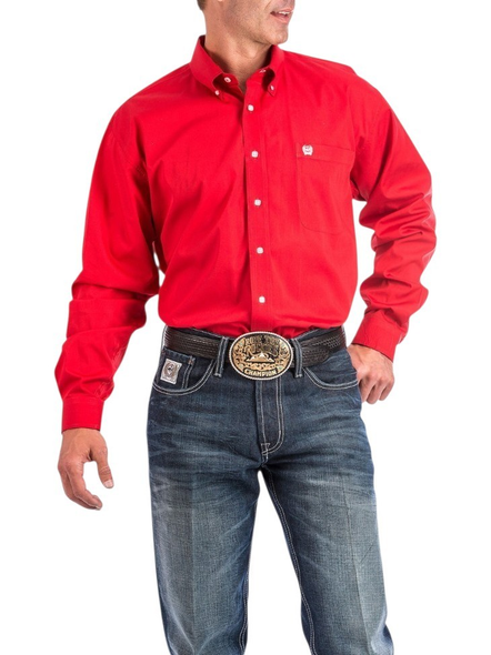 CINCH SOLID RED BUTTON DOWN - MENS SHIRT  - MTW1103313
