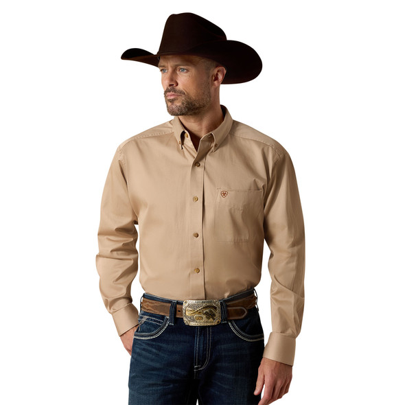 ARIAT KHAKI SOLID TWILL CLASSIC FIT - MENS SHIRT COR - 10000505
