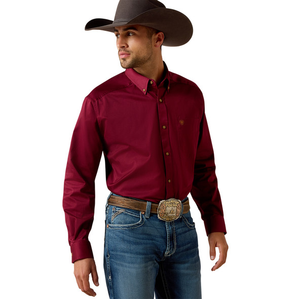 ARIAT MAROON SOLID TWILL CLASSIC FIT - MENS SHIRT COR - 10012635