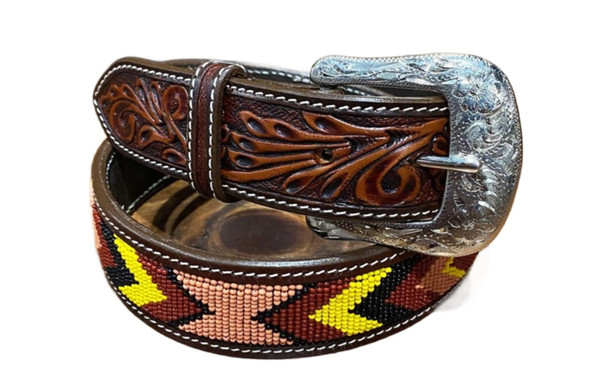 TWISTED X BEADED CHOCOLATE BROWN - ACCESSORIES BELT MEN - XB4081