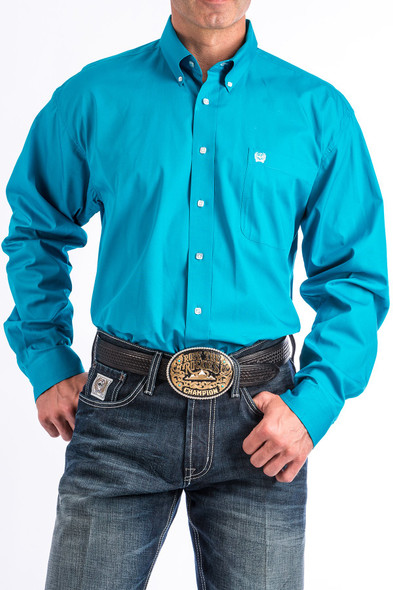 CINCH TURQUOISE SOLID BUTTON DOWN - MENS SHIRT  - MTW1103800