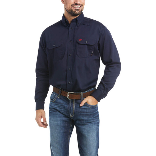 ARIAT FR SOLID WORK SHIRT NAVY - FR SHIRT COR - 10018816