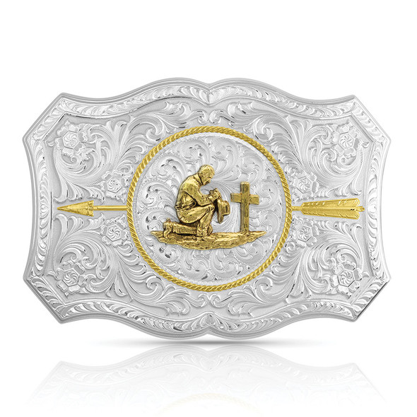 MONTANA SILVERSMITHS PRAYING COWBOY GOLD ARROW - ACC BUCKLE  - 45710-917M