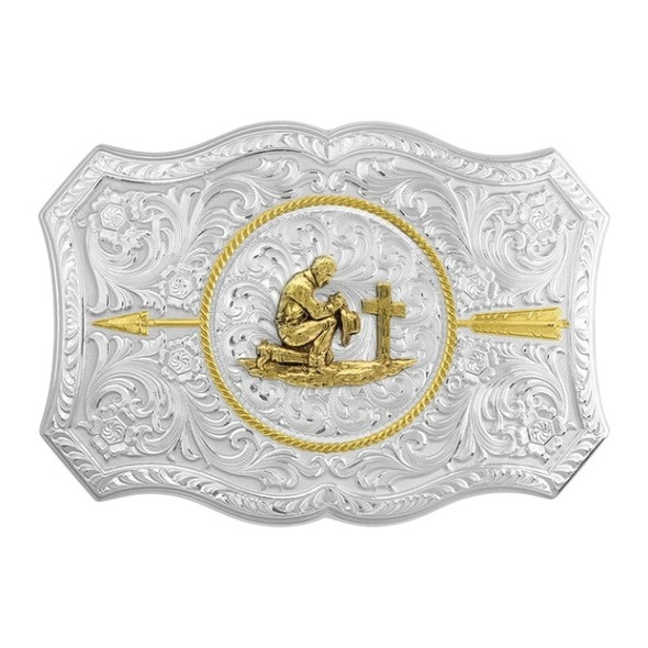 MONTANA SILVERSMITHS PRAYING COWBOY GOLD ARROW - ACC BUCKLE  - 45710-917M