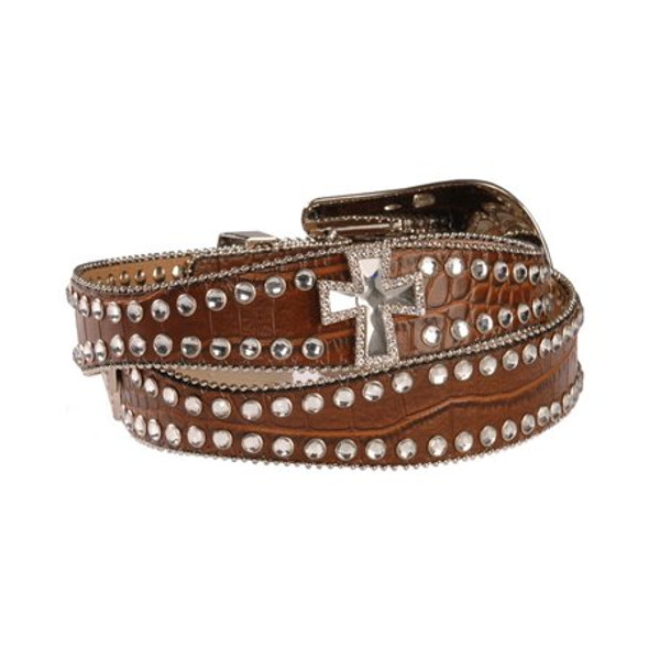 NOCONA CROC PRINT LEATHER CROSS BROWN - ACCESSORIES BELT LADIES - N3514602