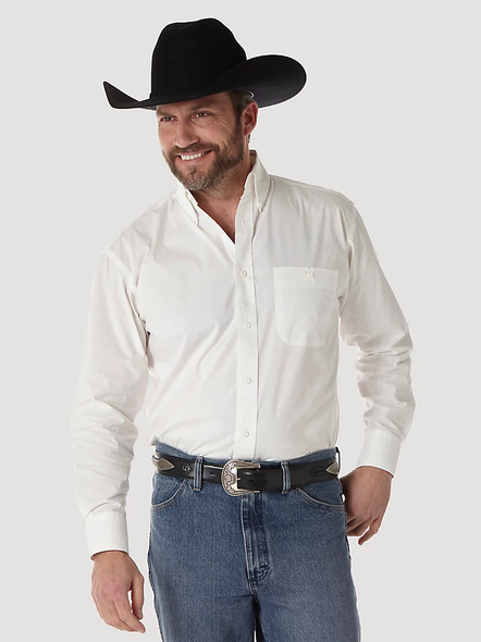 WRANGLER GEORGE STRAIT WHITE SOLID - MENS SHIRT  - MGS268W