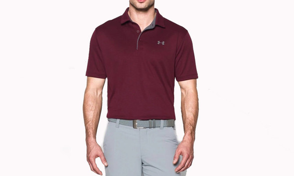 UNDER ARMOUR MAROON TECH POLO - MENS POLO  - 1290140-609
