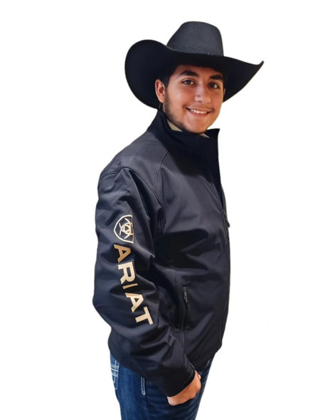ARIAT LOGO SOFTSHELL BLACK & GOLD - MENS JACKET  - 10034729