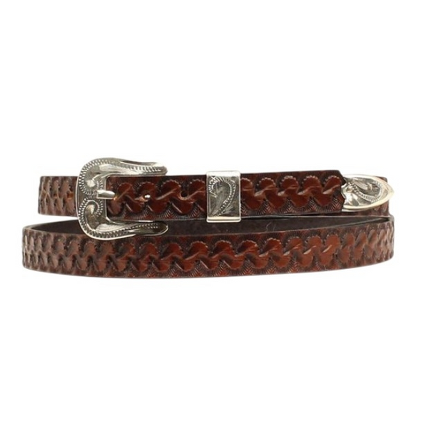 TWISTER HAT BAND 3/8 BROWN HAND TOOLED - HATS ADD-ONS  - 0201002