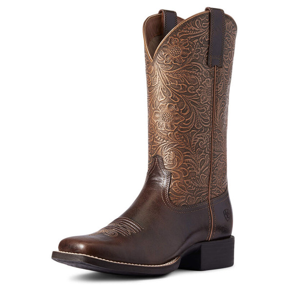 ARIAT ROUND UP WIDE SQUARE TOE BROWN - BOOT LADIES  - 10038420
