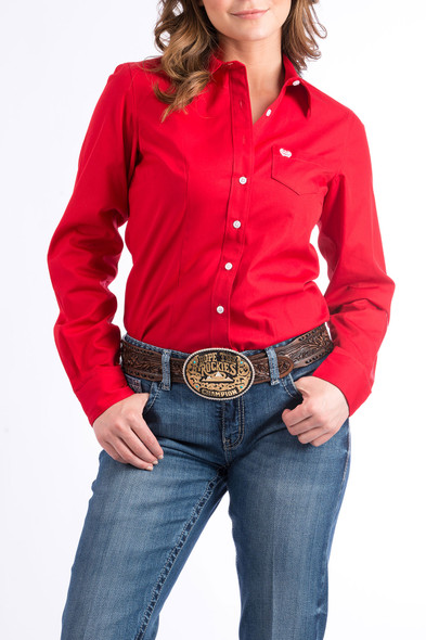 CINCH WOMEN'S RED SOLID BUTTON DOWN - LADIES SHIRT  - MSW9164032