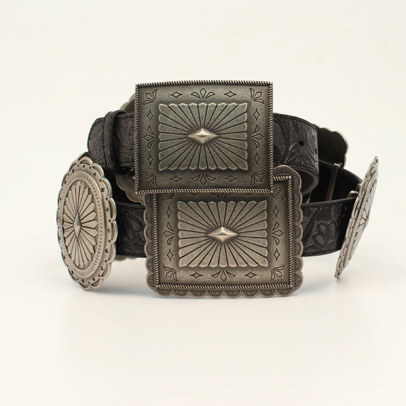 ARIAT OVAL RECTANGLE CONCH BLACK - ACCESSORIES BELT LADIES - A1531801