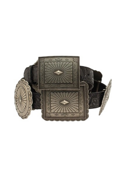ARIAT OVAL RECTANGLE CONCH BLACK - ACCESSORIES BELT LADIES - A1531801