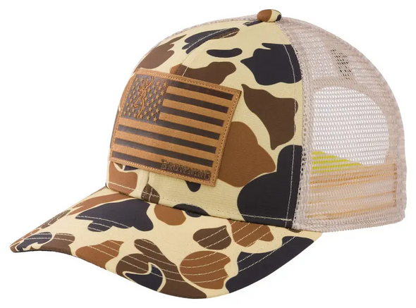 BROWNING VINTAGE TAN CAMO USA FLAG - HATS CAP  - 308616121