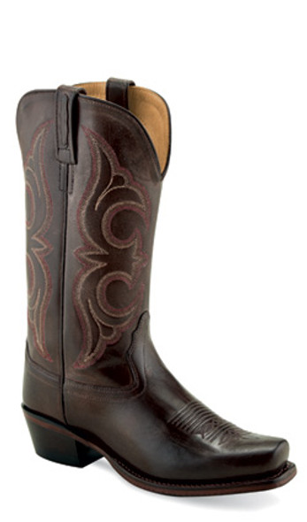 OLD WEST BROWN LEATHER SQUARE TOE BOOTS - BOOT LADIES  - 18137