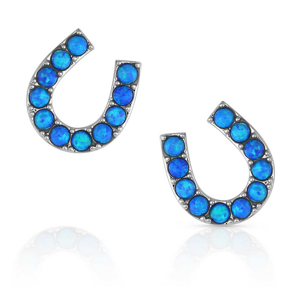 MONTANA SILVERSMITHS WATERS LUCK HORSESHOE OPAL - ACCESSORIES JEWELRY EARRINGS - ER5256