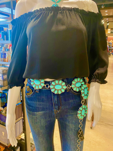 ANGEL RANCH FLOWER CONCHO TURQUOISE - ACCESSORIES BELT LADIES - D140003933