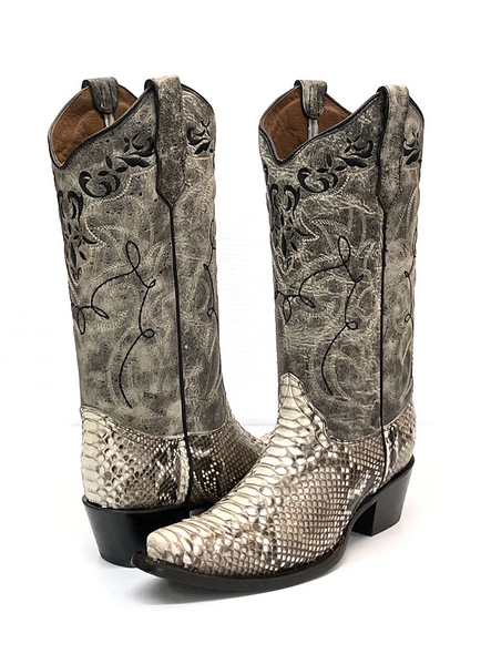 CIRCLE G BY CORRAL NATURAL BLACK PYTHON EMBROIDER - BOOT LADIES  - L5698