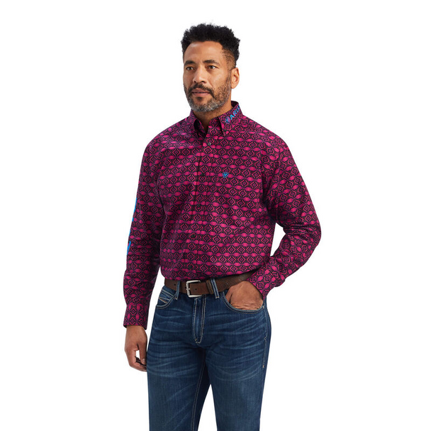 ARIAT TEAM LOGO MARKUS MAGENTA PRINT - MENS SHIRT  - 10041783