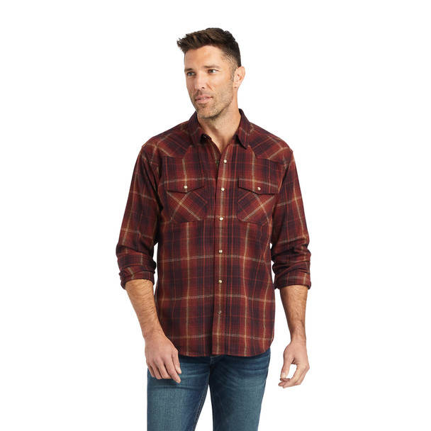 ARIAT HILLER RETRO SNAP PLAID RED - MENS SHIRT  - 10042366