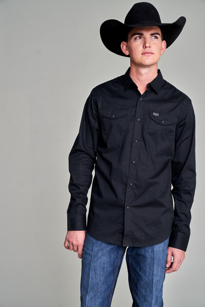 KIMES RANCH BLACKOUT BLACK SOLID SNAPS - MENS SHIRT  - BLACKOUT BLACK