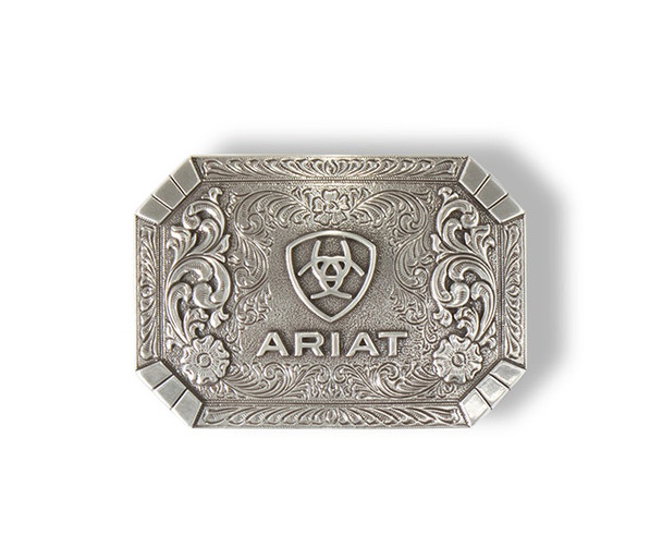 ARIAT FLORAL RECTANGLE SILVER - ACC BUCKLE  - A37018