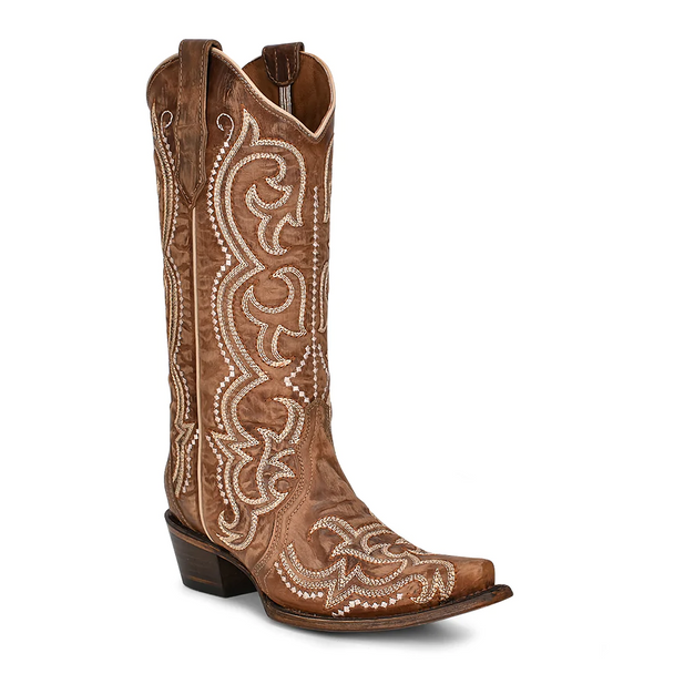 CIRCLE G BY CORRAL BROWN SEQUENCE EMBROIDERY - BOOT LADIES  - L5893