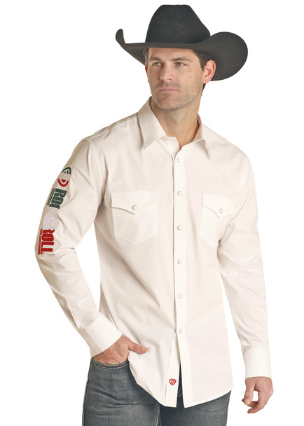 ROCK & ROLL WHITE SNAP MEXICO TEAM LOGO - MENS SHIRT  - RRMSOSR0ZY