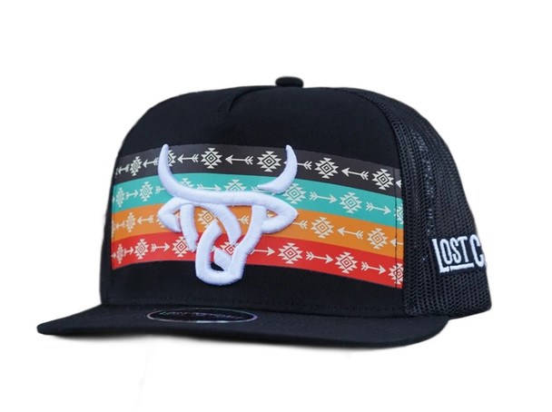 LOST CALF AZTEC WHITE LOGO BLACK MESH - HATS CAP  - ARROW