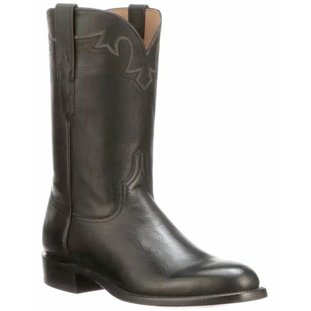 LUCCHESE SUNSET ROPER BLACK BURNISHED - BOOT MENS WESTERN - CL6505.C2