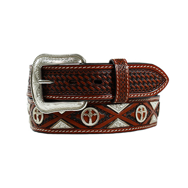 3-D BELT CROSS CONCHO BROWN - ACCESSORIES BELT MEN - D100014202