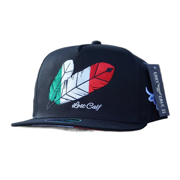 LOST CALF MEXICAN FEATHER TRIBE BLACK - HATS CAP  - MEXICAN TRIBE FLAT BLACK