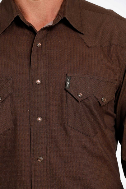 CINCH BROWN SOLID WESTERN SNAPS - MENS SHIRT  - MTW1301061