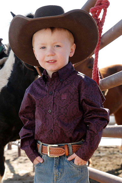 CINCH DARK PURPLE GEO PRINT INFANT - KIDS BOYS SHIRT - MTW7062299