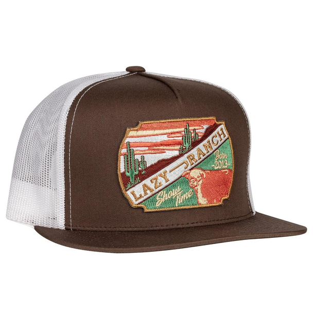LAZY J RANCH WEAR BROWN WHITE 4' SHOWTIME PATCH - HATS CAP  - BRNWHT4SHOW