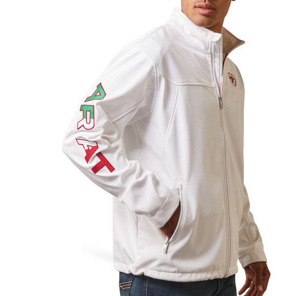 ARIAT TEAM SOFTSHELL WHITE MEXICO - MENS JACKET  - 10043549