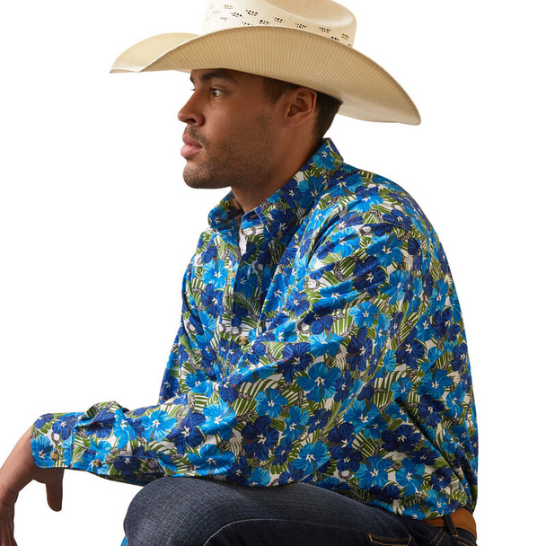 ARIAT LANDON FLORAL BLUE WHITE PRINT - MENS SHIRT  - 10043788