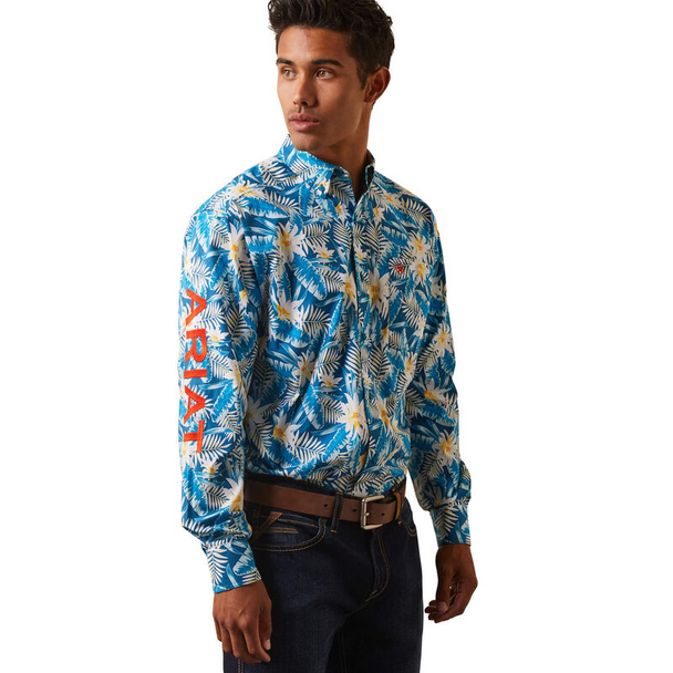 ARIAT TEAM LOGO SPENCER FLORAL BLUE - MENS SHIRT  - 10043695