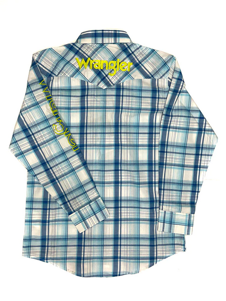 WRANGLER TEAM LOGO  BLUE PLAID - KIDS BOYS SHIRT - 112324694