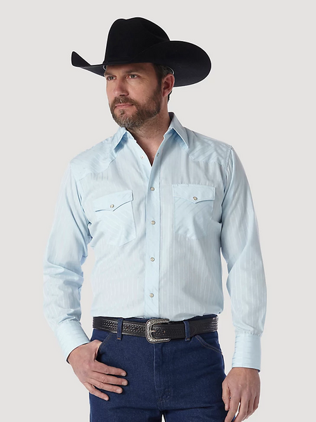 WRANGLER SPORT WESTERN SNAP BLUE - MENS SHIRT  - 75222BL