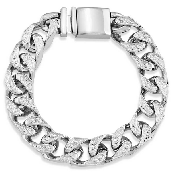 MONTANA SILVERSMITHS SMALL WESTERN CUBAN LINK - ACCESSORIES JEWELRY BRACELET - BC5498