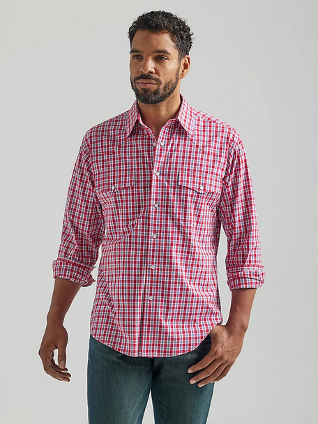 WRANGLER RED SNAP PLAID WRINKLE RESIST - MENS SHIRT  - 112324688