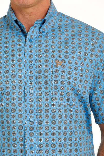 CINCH DODGER BLUE GEOMETRIC PRINT - MENS SHIRT  - MTW1111423