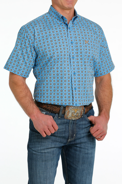 CINCH DODGER BLUE GEOMETRIC PRINT - MENS SHIRT  - MTW1111423