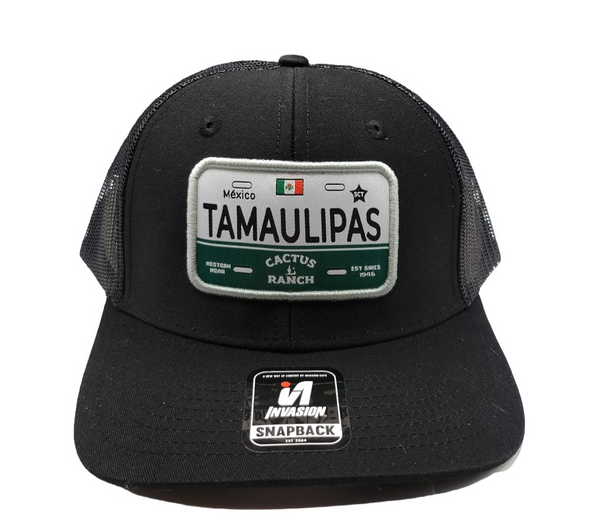 CACTUS RANCH TAMAULIPAS LICENSE PLATE BLACK - HATS CAP  - TAMBLKBLK