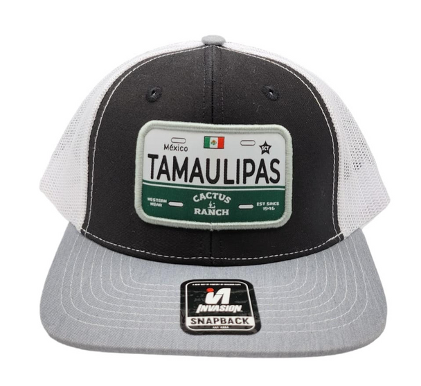 CACTUS RANCH TAMAULIPAS LICENSE PLATE BLACK - HATS CAP  - TAMBLKWHT