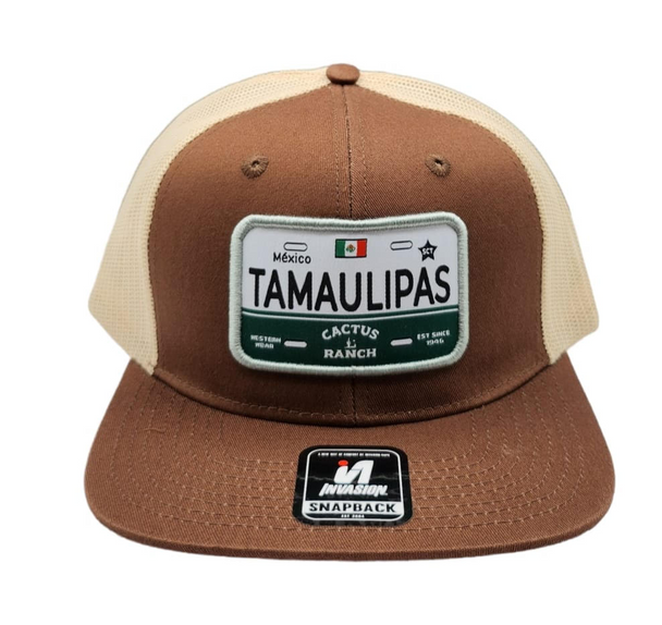 CACTUS RANCH TAMAULIPAS LICENSE PLATE BROWN - HATS CAP  - TAMBRNKHI