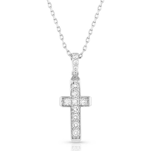 MONTANA SILVERSMITHS DAINTY CRYSTAL CROSS - ACCESSORIES JEWELRY NECKLACE - NC5524