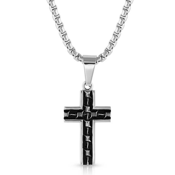 MONTANA SILVERSMITHS BARBED WIRE CROSS - ACCESSORIES JEWELRY NECKLACE - NC5602