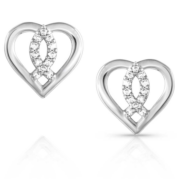 MONTANA SILVERSMITHS CONNECTED FAITH CRYSTAL HEART - ACCESSORIES JEWELRY EARRINGS - FFER5536